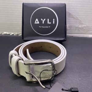 Ayli Womens Jean Belt Size 27 White Belt Silver Buckle